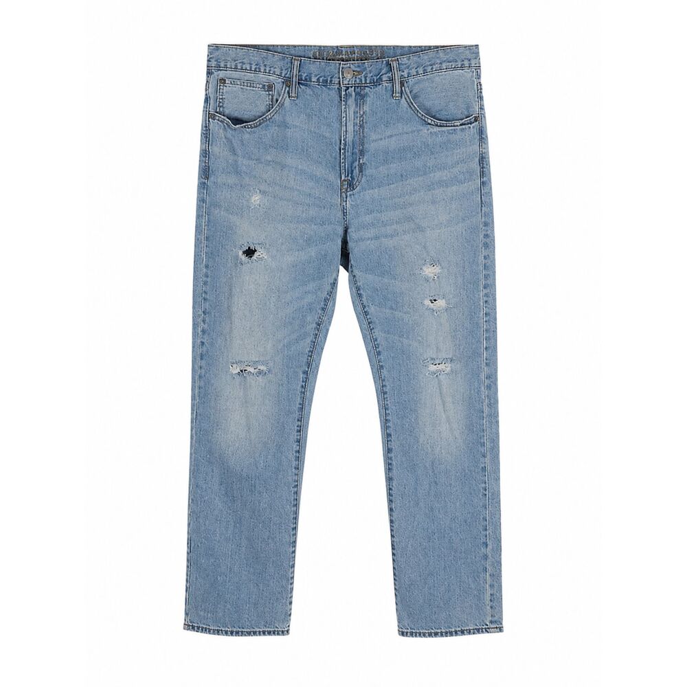 American Eagle Men's Jeans 38x32 Light Wash Distressed Straight Stretch Denim